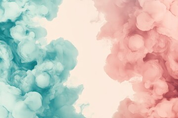 Fototapeta premium Dynamic pastel smoke billows compete in a soothing dance across a soft backdrop, invoking feelings of calm and intrigue in its varied hues and forms.