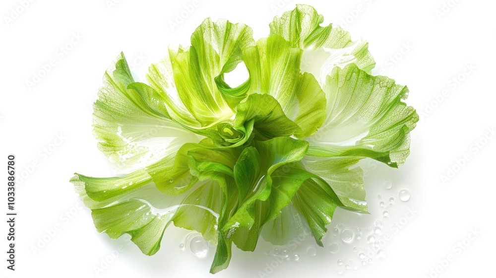 Wall mural fresh green leaf texture with abstract pattern in minimalist white background beautiful natural orga