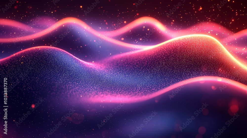 Poster abstract waves with shimmering particles create a vibrant and dynamic visual atmosphere that is idea