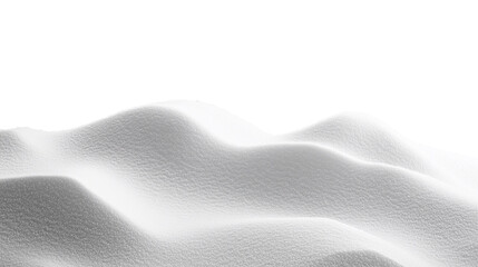 Snowdrift isolated. Snow landscape decoration, frozen hills. White snow covered hill with a few small snow piles. Empty snow banks field. Transparent background. Christmas illustration