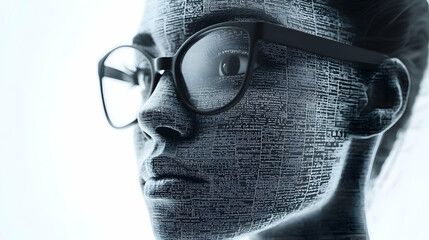 3D Policy Impact Realization: Close-Up of Citizen�s Face Transitioning from Confusion to Understanding while Reading News on Policy Effects, Isolated on White Background with Space for Explanation Tex