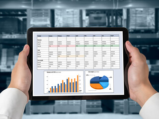 Business data dashboard provide business intelligence analytic for marketing strategy planning snugly with big data set to analyze customer demands and foreseeing business future