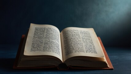 Open Book on Blue Table: A World of Imagination and Knowledge