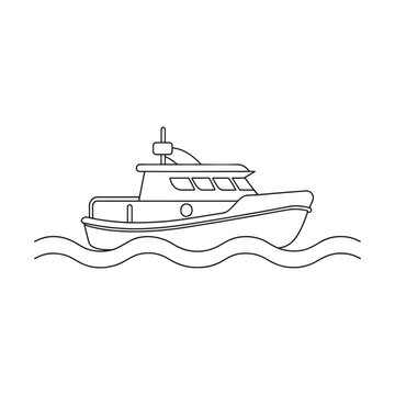 recommend clip art:  Pilot Boat Transport isolated continuous line art flat vector illustration on white background.