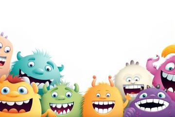 Fototapeta premium Cartoon monster border representation celebration happiness.