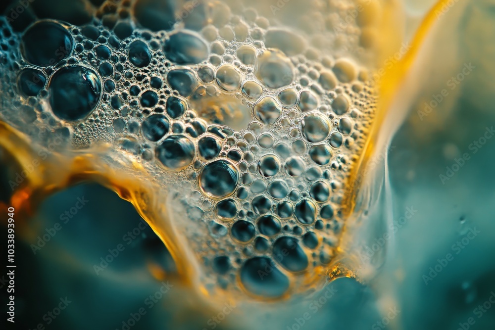 Poster A vibrant interplay of blue and orange bubbles swirls dynamically in this abstract piece, evoking joy and spontaneity in a visually engaging composition.