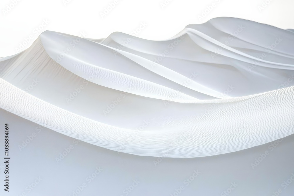 Poster a stunning minimalist depiction of white folds resembling abstract sculpture, creating a sense of el