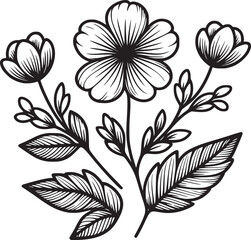 This is an illustration of flowers in a simple and modern line art style.