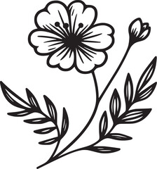 This is an illustration of flowers in a simple and modern line art style.