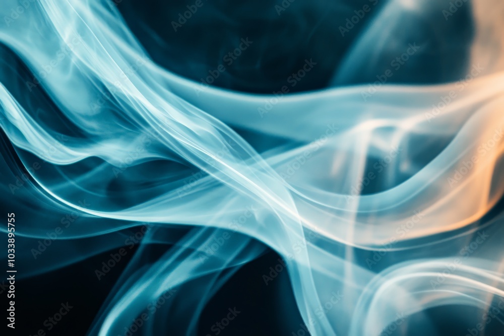 Poster a captivating abstract image showcasing swirling blue and orange smoke patterns, evoking a sense of 