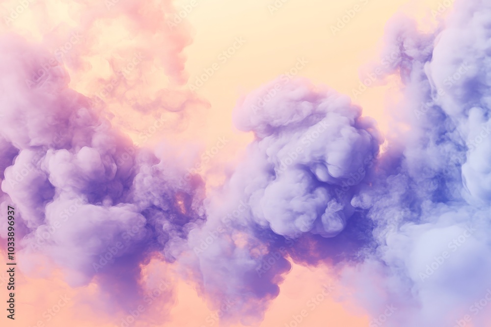 Poster a whimsical formation of clouds in soft warm tones, exuding a magical and dreamlike atmosphere, blen