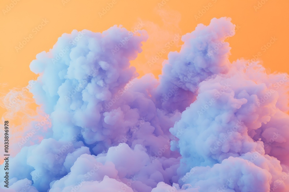 Poster A striking fusion of vivid blue and orange clouds create an ethereal sky, blending seamlessly into each other, showcasing a mesmerizing balance of color and texture.