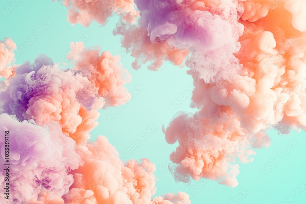 Poster this image features vibrant pastel clouds seamlessly blending in a sky that showcases a serene mix o
