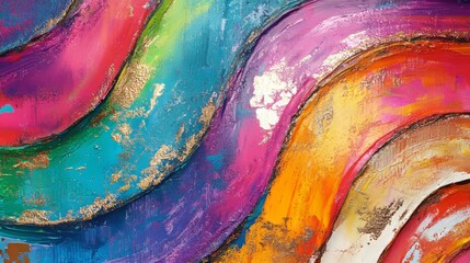 abstract art wallpaper, flowing lines, metallic textures, vibrant colors