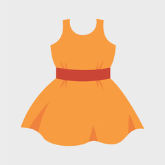 Cute orange dress in flat vector design.