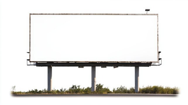 a realistic empty billboard isolated on a white background, providing a versatile template for outdoor advertisements or media promotions with a clean and professional appearance
