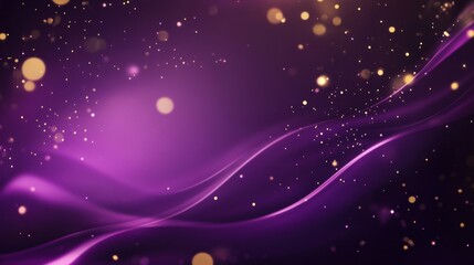 Abstract Purple Background with Golden Lights