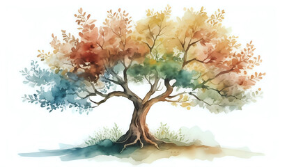 Tree watercolor background illustration