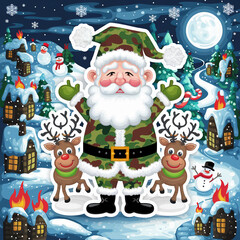 Fototapeta premium Santa Claus in camouflage on New Year's Eve