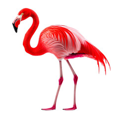 Obraz premium Flamingo standing elegantly against a white isolated background.