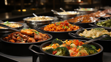 Obraz premium Cuisine Culinary Buffet Dinner Catering Dining Food Celebration Party Concept.
