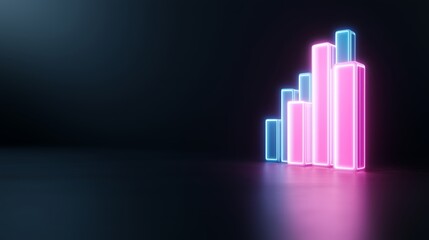 Holographic financial graphs, neon glow, futuristic city skyline, dark background, data visualization