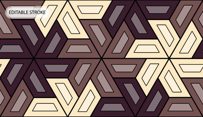 Seamless pattern with geometric form like propeller shape. Background grid template, layout with editable stroke. Apply various pattern brushes for any themed design. © OA_Creation