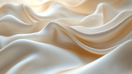 Fototapeta premium Luxurious silk drapes across a surface, creating soft, flowing waves that catch the light. The material exudes elegance, inviting gentle touch and appreciation of its texture.