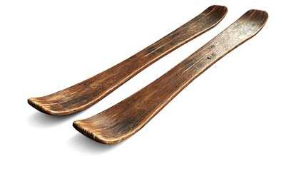 Skis resting on a clean white surface, perfect for winter sports enthusiasts. Versatile image for advertisements, blogs, and articles related to skiing, winter sports, or travel