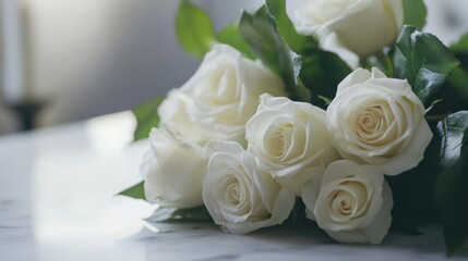 Obraz premium White Roses Bouquet