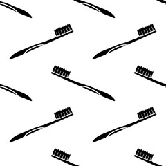 Toothbrush silhouette cartoon seamless pattern, Vector.