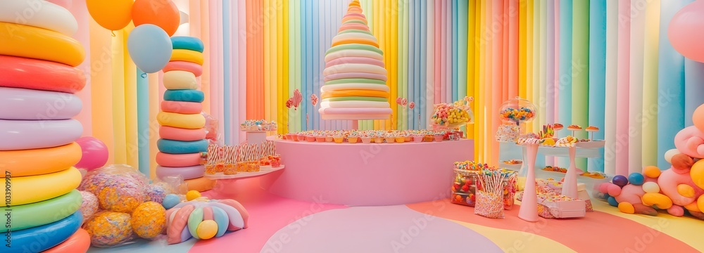 Wall mural 129. a whimsical candy-colored backdrop, inviting joy and playfulness