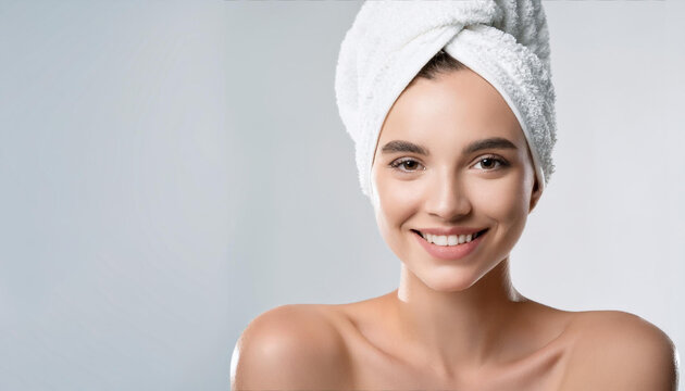 portrait of a woman with a towel on her head