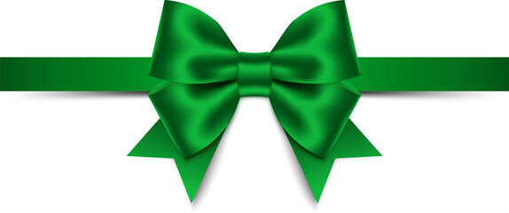Green bow with ribbon. Vector illustration	