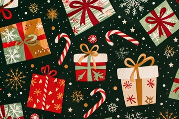 Festive christmas gifts and ornaments backdrop