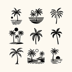 Fototapeta premium Palm Tree Icon Set