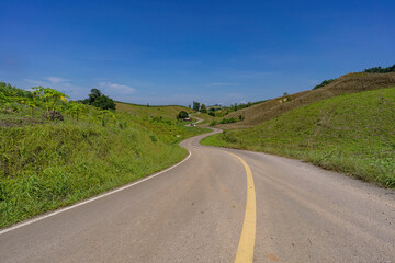 Curve 33 road landmark in Tak Province, North Thailand.
