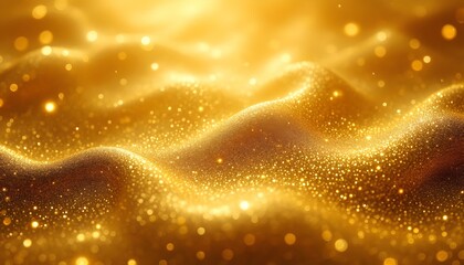 Gold glitter background texture, abstract gold color texture concept illustration, extremely detailed. Abstract elegant, detailed gold glitter particles flow with a shallow depth of field underwater