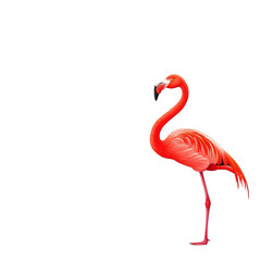 Obraz premium Flamingo standing gracefully on a white isolated background.