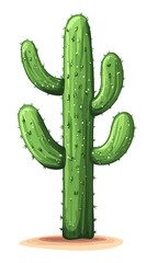 Tall cactus with multiple arms on a white isolated background transparent background