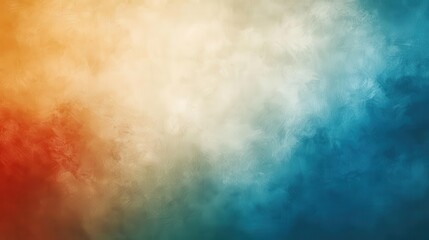 Obraz premium artistic blurred abstract background featuring a grainy color gradient shifting through shades of blue, teal, red, beige, and orange, perfect for posters or banners
