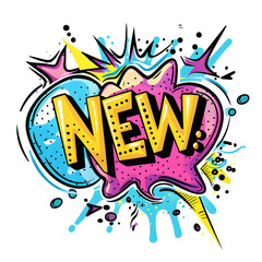 Obraz premium Comic speech bubble with expression text NEW, comic bomb boom elements, Comic text sound effects
