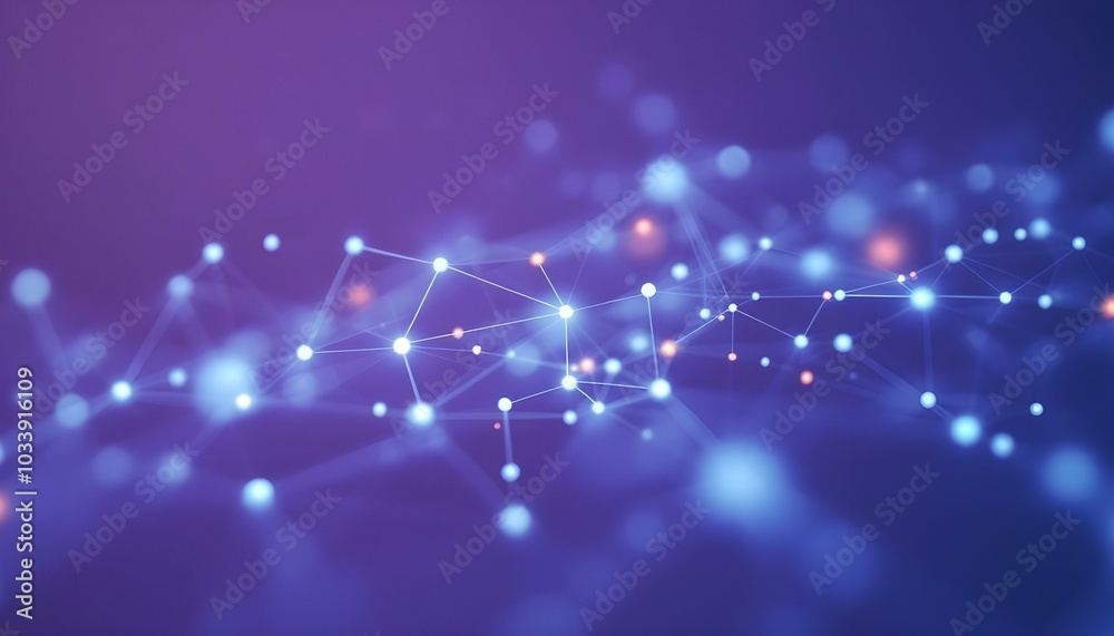 Poster abstract connected dots and lines on blue background. communication and technology network concept w