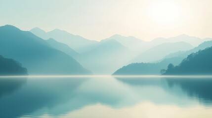 Obraz premium meditative background with soft, blurred edges, conveying the stillness of a mountain lake