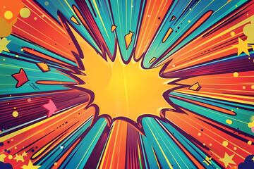Fototapeta premium A vibrant comic book explosion graphic featuring bold colors and dynamic lines, perfect for adding energy to any design.
