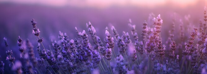 123. A serene lavender field at dusk, providing a calming atmosphere