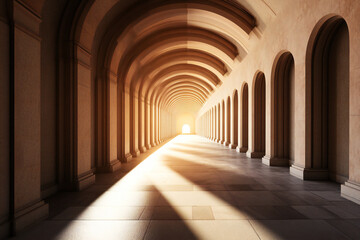 Serene Arched Corridor with Sunlight
