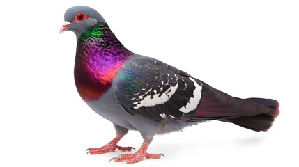Red sport pigeon isolated on white.