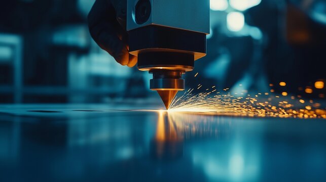factory worker using a laser cutter to create precise shapes