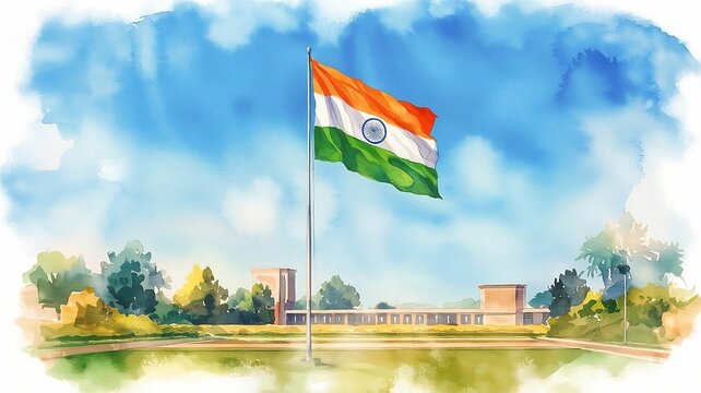 Vibrant and Colorful Wallpaper for Independence Day Showcasing the Flag and National Unity Motifs